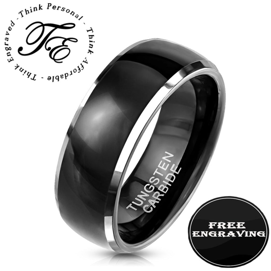 ThinkEngraved Promise Ring 9 Personalized Men's Black Traditional Promise Ring - Engraved Tungsten Promise Ring