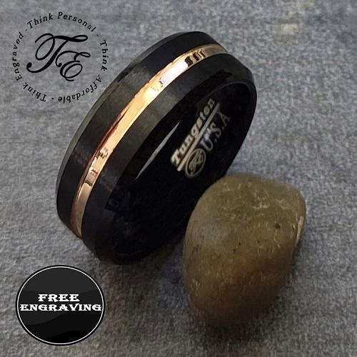 ThinkEngraved Promise Ring 9 Personalized Men's Promise Ring Band With Thin Gold Line Groove