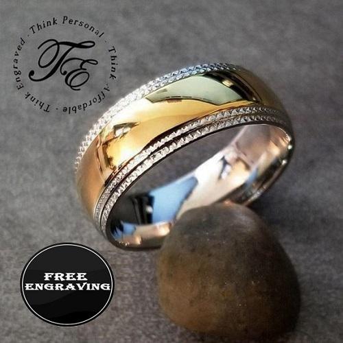 ThinkEngraved Promise Ring 9 Personalized Men's Promise Ring - Xband 14k Gold Over Stainless Steel