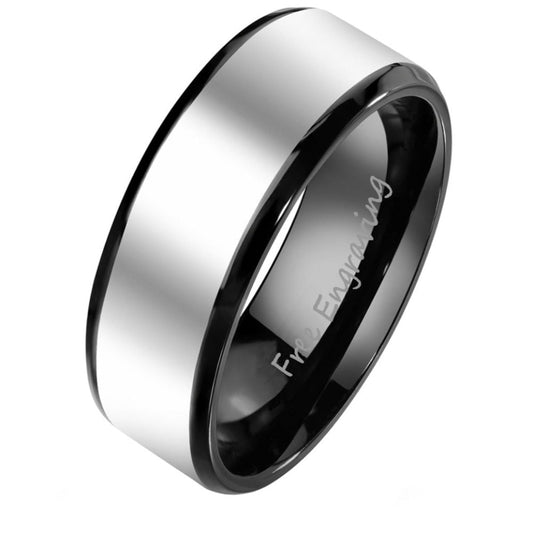 ThinkEngraved Promise Ring 9 Personalized Men's Silver and Black Promise Ring - Engraved Handwriting Ring