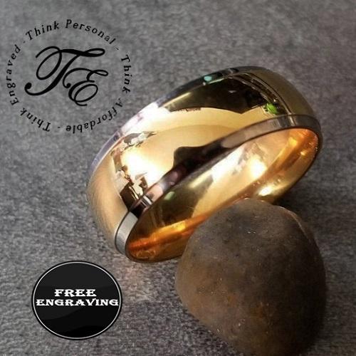 ThinkEngraved Promise Ring 9 Personalized Men's Titanium Promise Ring - Beveled 14k Gold Over Titanium