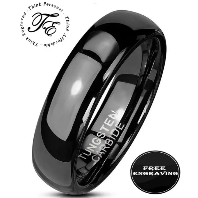 ThinkEngraved Promise Ring Custom Engraved Men's Black Tungsten Promise Ring - Promise Ring For Guy's
