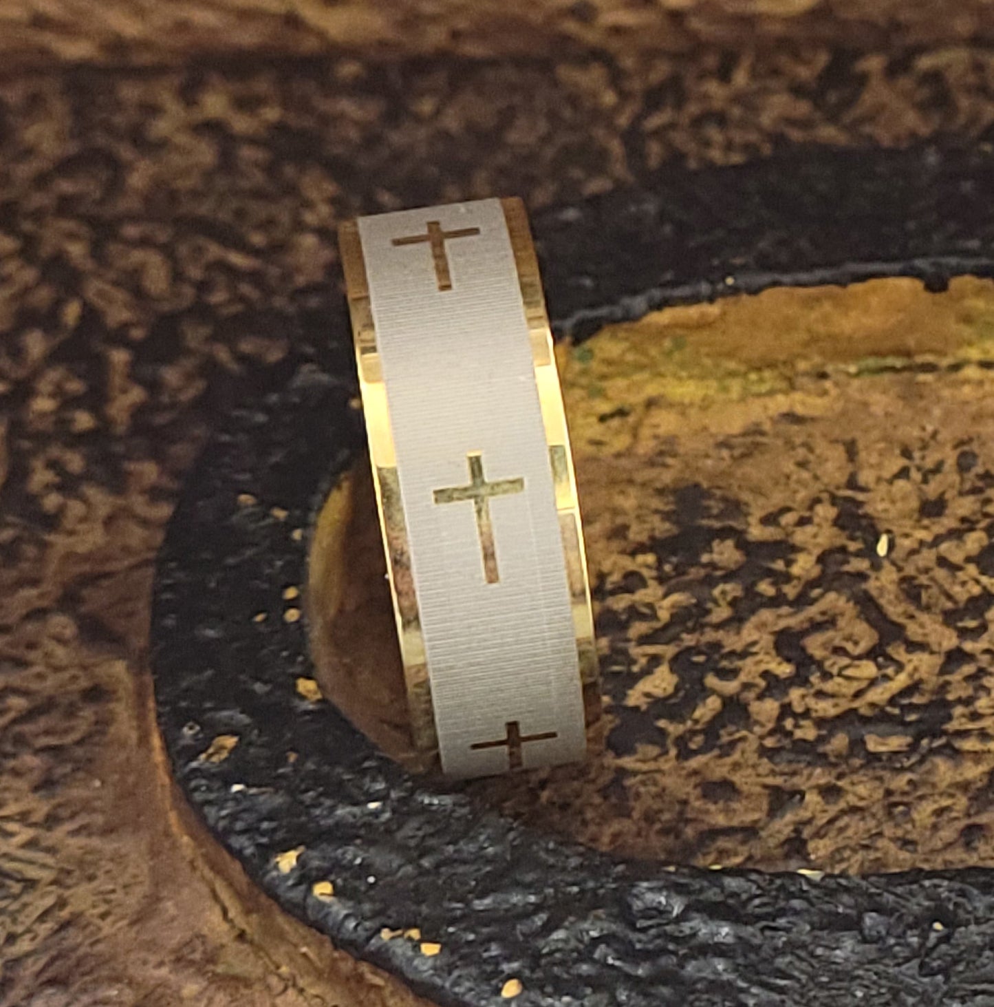 ThinkEngraved Promise Ring Custom Engraved Men's Christian Cross Promise Ring - Engraved Handwriting Ring For Guys