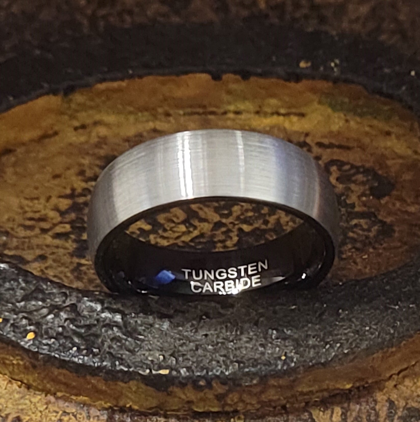 ThinkEngraved Promise Ring Custom Engraved Men's Tungsten Brushed Steel Promise Ring - Personalized Handwriting