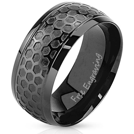 ThinkEngraved Promise Ring Personalized Black Men's Industrial Promise Ring  - Engraved Handwriting Ring