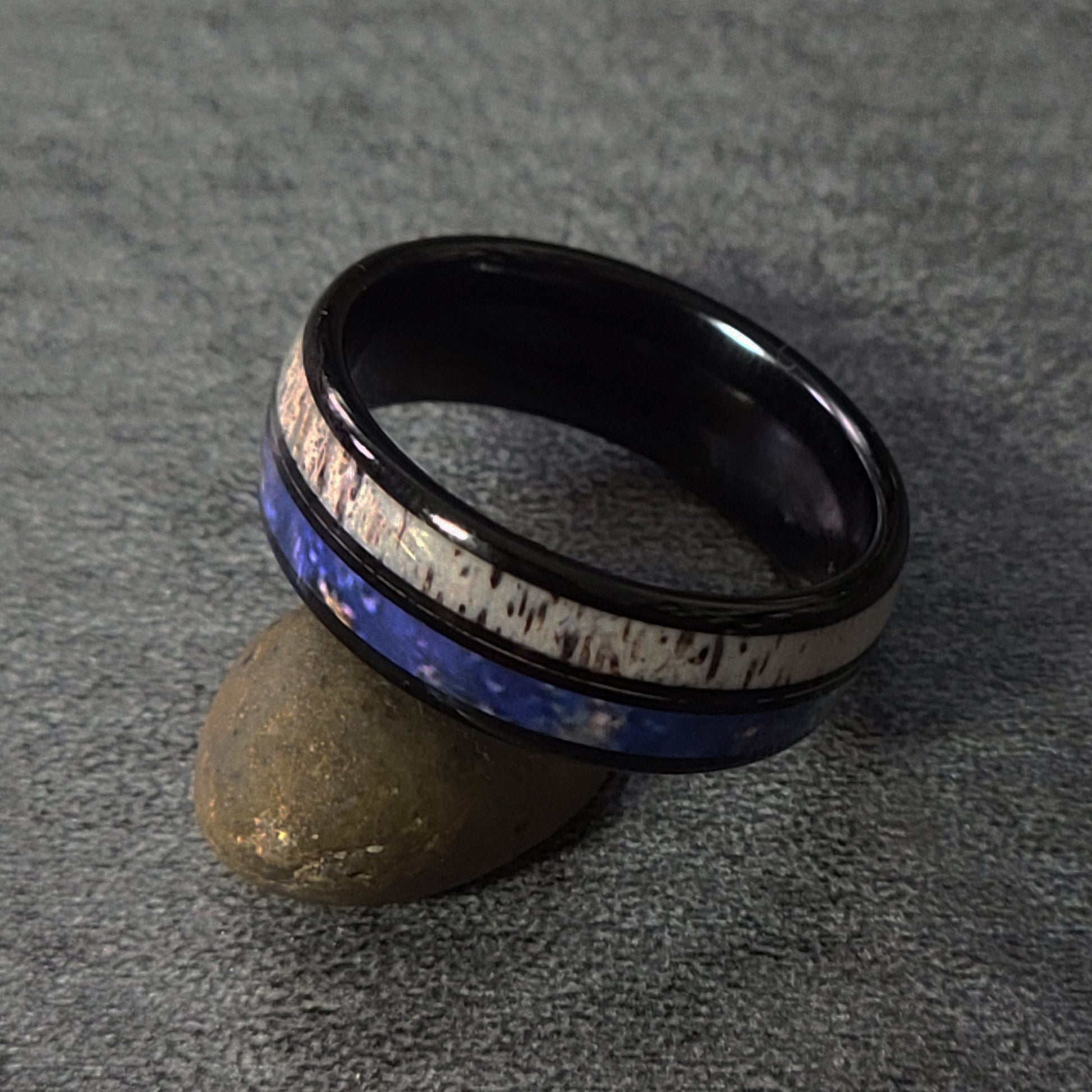 ThinkEngraved Promise Ring Personalized Men's Antler Tungsten Promise Ring - Engraved Handwriting Ring