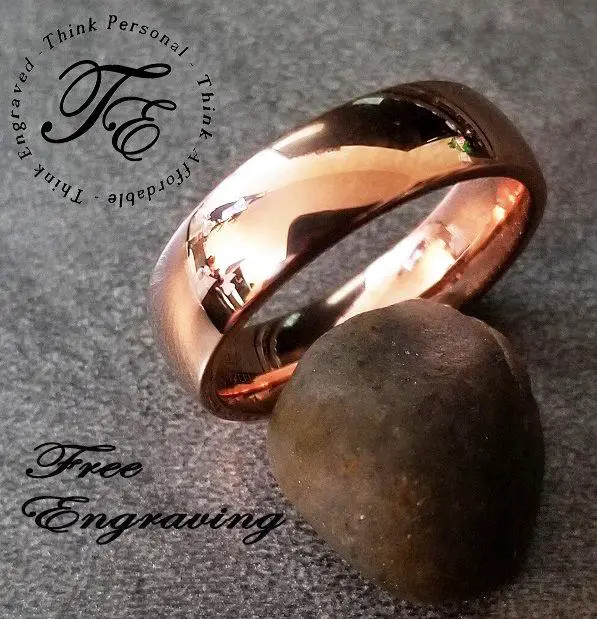 ThinkEngraved Promise Ring Personalized Men's Promise Ring - Matte Rose Gold Coated Stainless Steel