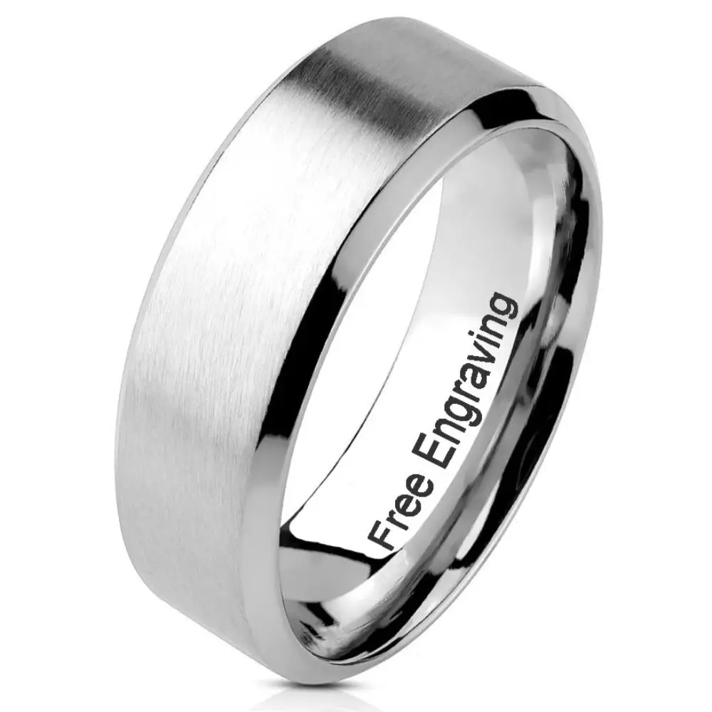 ThinkEngraved Promise Ring Personalized Men's Silver Promise Ring - Engraved Promise Ring
