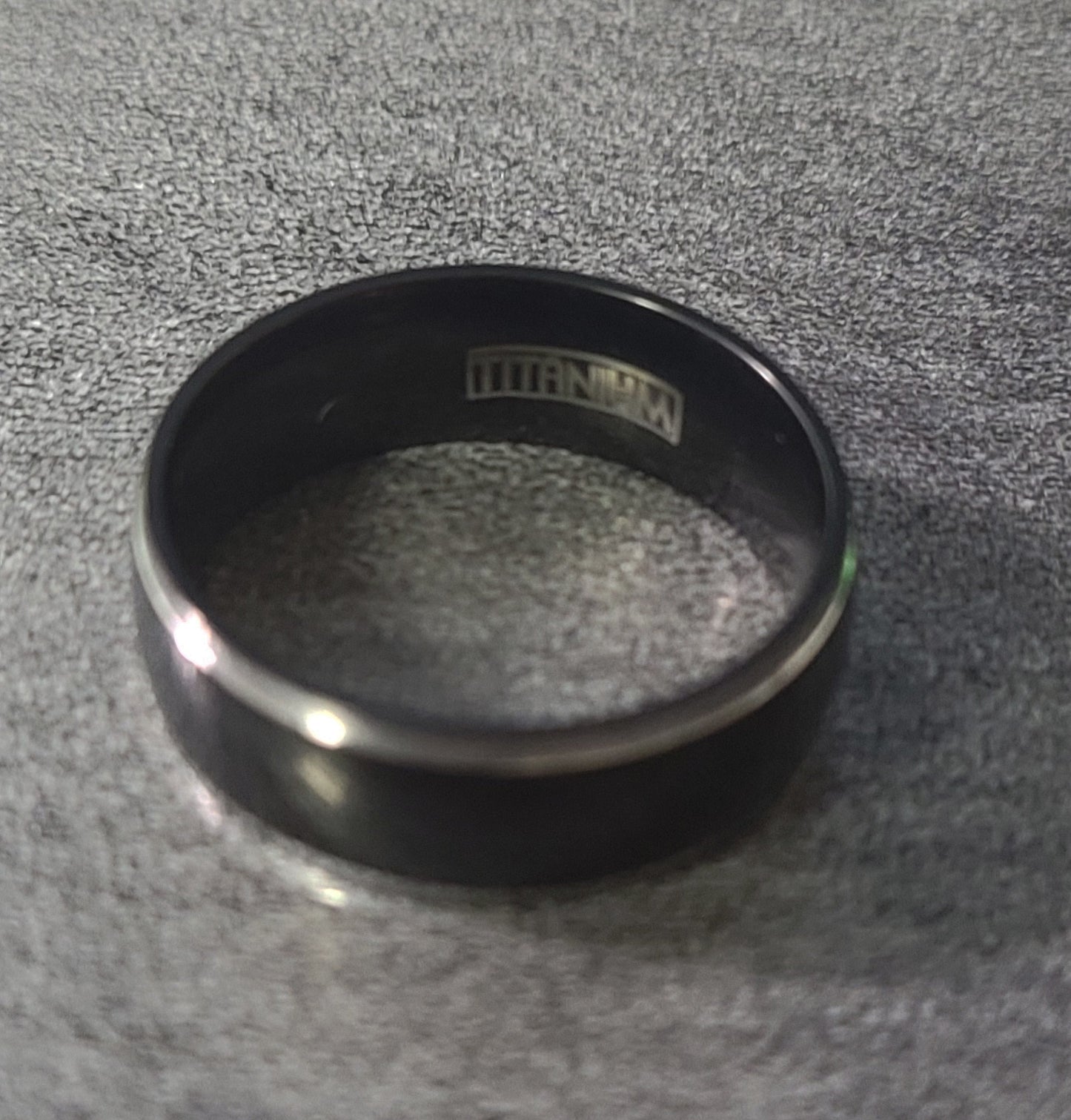 ThinkEngraved Promise Ring Personalized Men's Titanium Wedding Band - Black With Silver Beveled Edges
