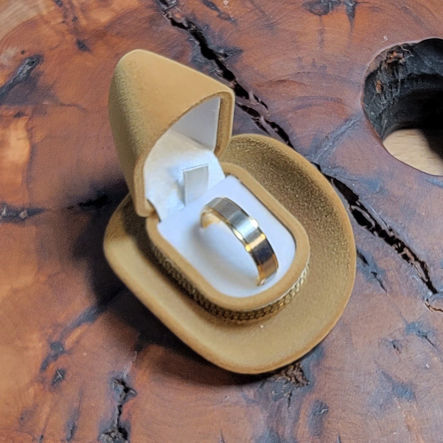 ThinkEngraved ring box Personalized Cowboy Hat Ring Box - Custom Engraved Ring Box - Handwriting Ring Box