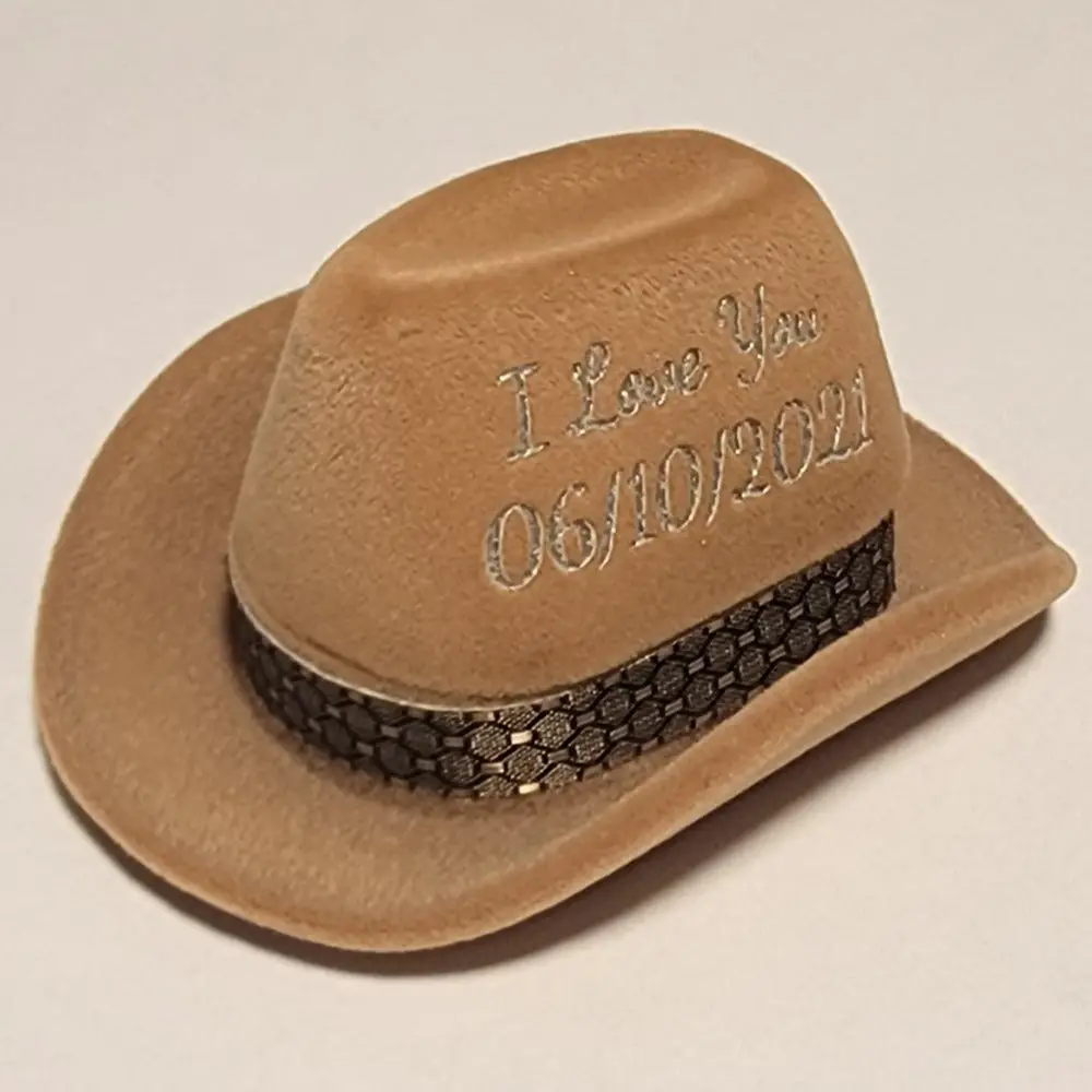 ThinkEngraved ring box Personalized Cowboy Hat Ring Box - Custom Engraved Ring Box - Handwriting Ring Box