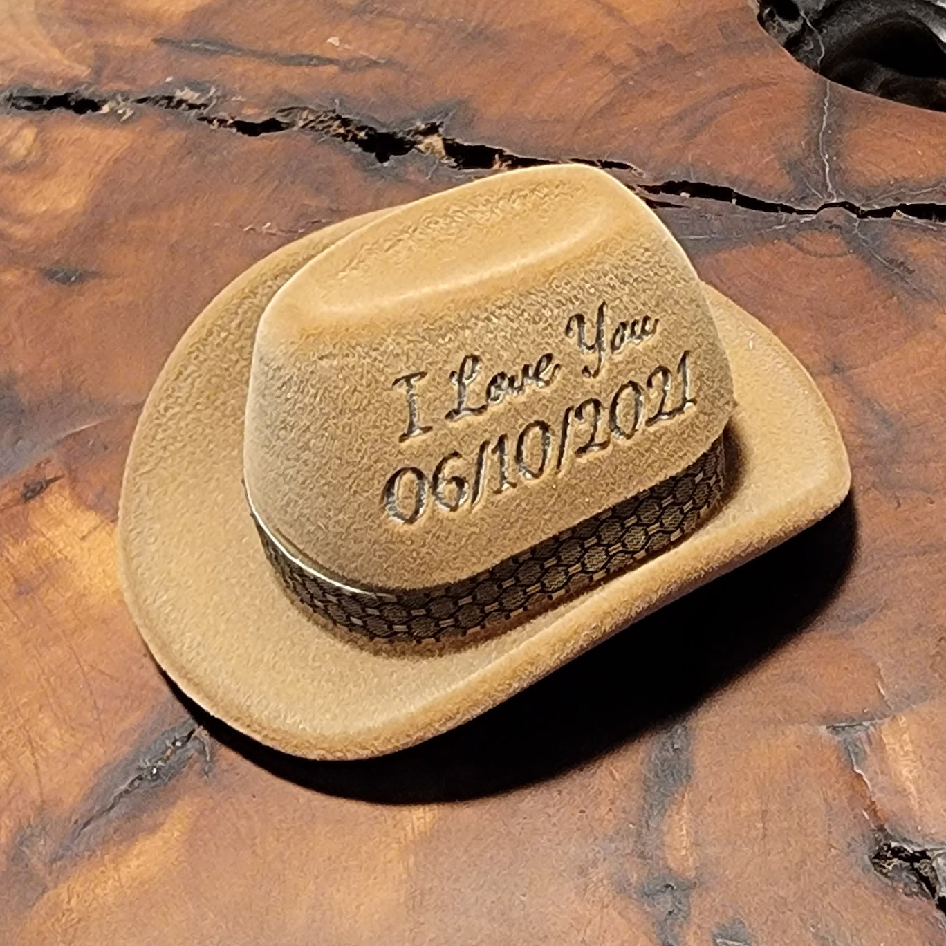 ThinkEngraved ring box Personalized Cowboy Hat Ring Box - Custom Engraved Ring Box - Handwriting Ring Box