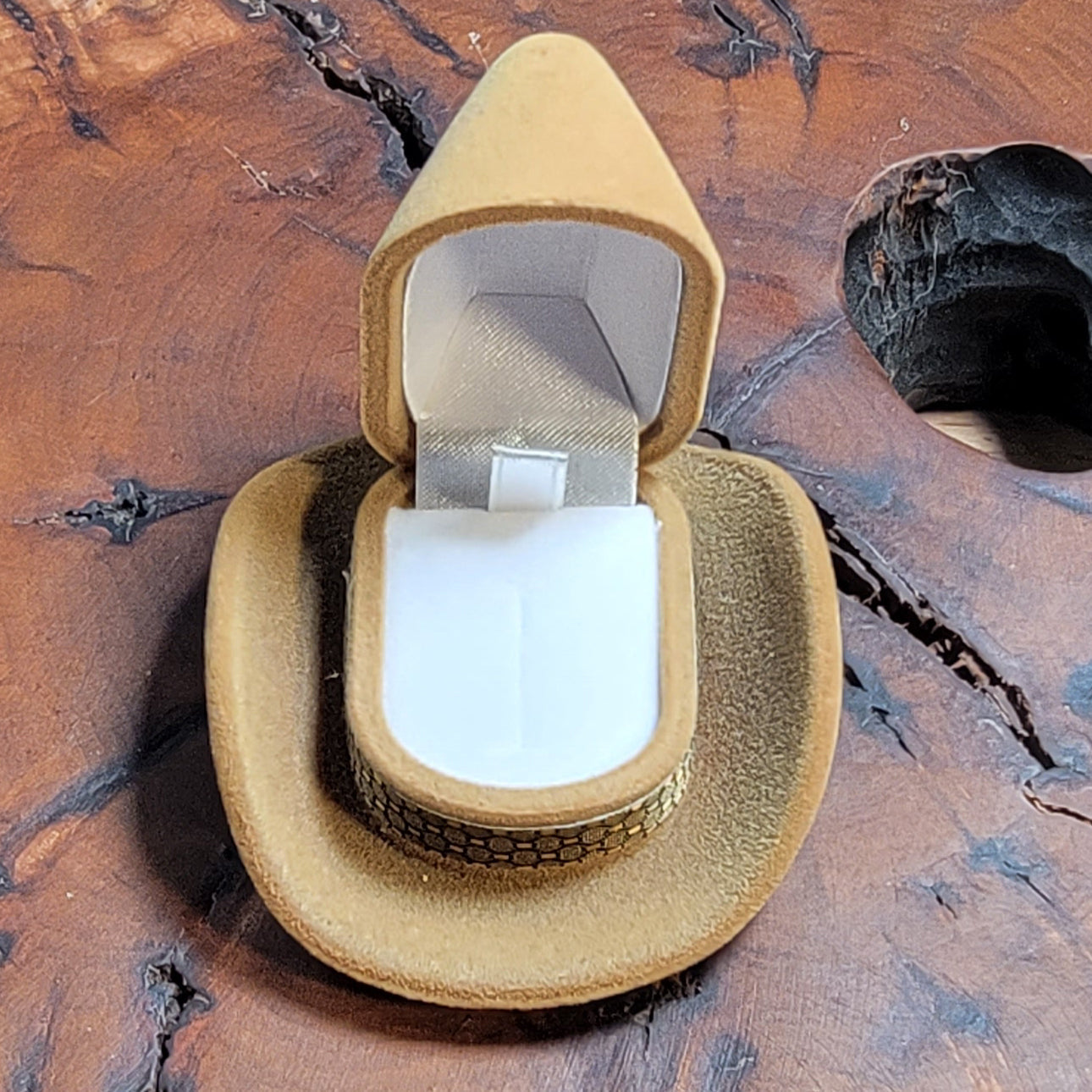 ThinkEngraved ring box Personalized Cowboy Hat Ring Box - Custom Engraved Ring Box - Handwriting Ring Box