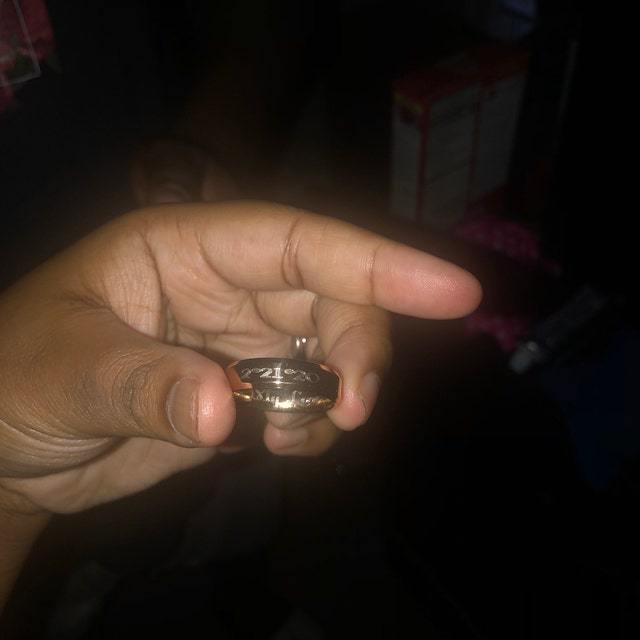 ThinkEngraved Rings Personalized Women's Promise Ring Band - Beveled Brushed Rose Gold IP