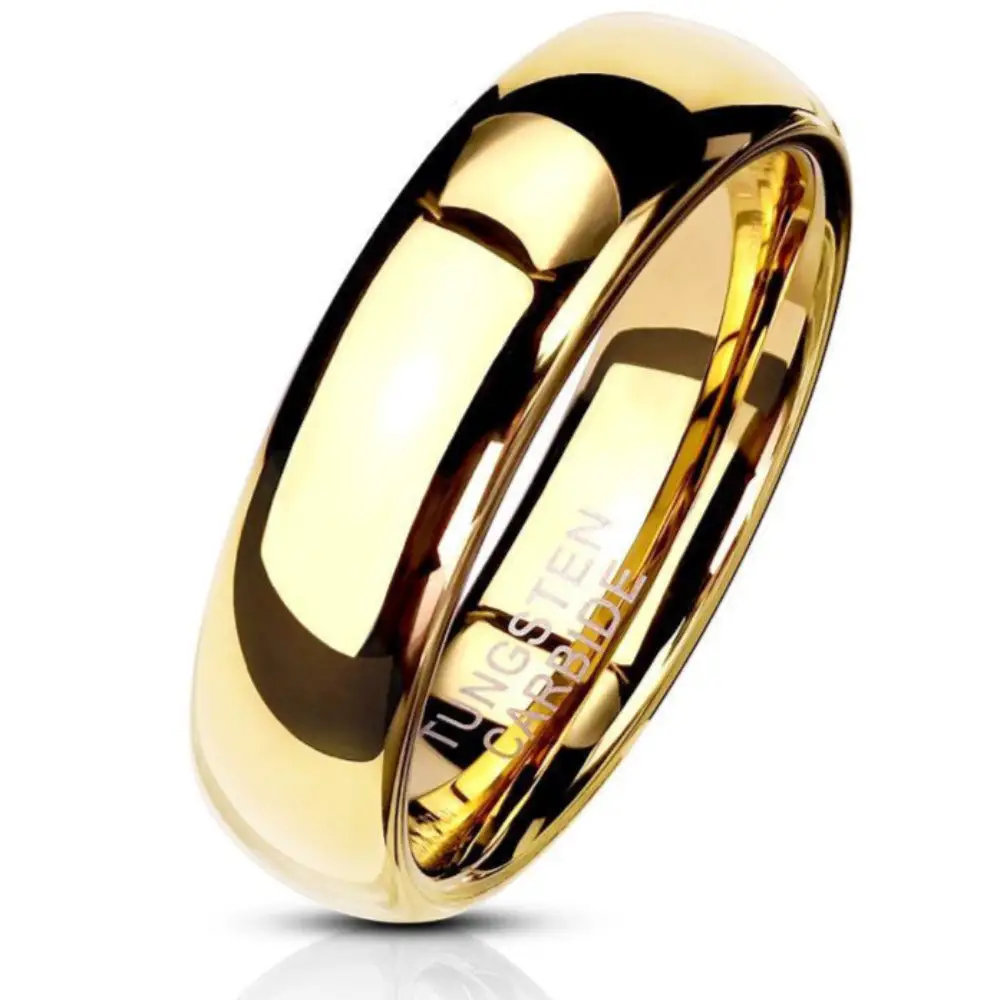 ThinkEngraved wedding Band 5 Custom Engraved Men's Gold Tungsten Wedding Ring - Personalized Handwriting Wedding Ring