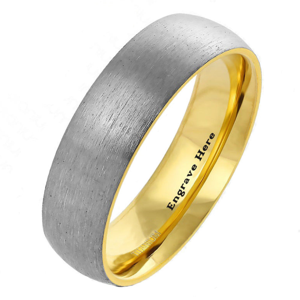ThinkEngraved wedding Band 5 Personalized Men's Titanium Wedding Band - Dome Band Brushed Steel