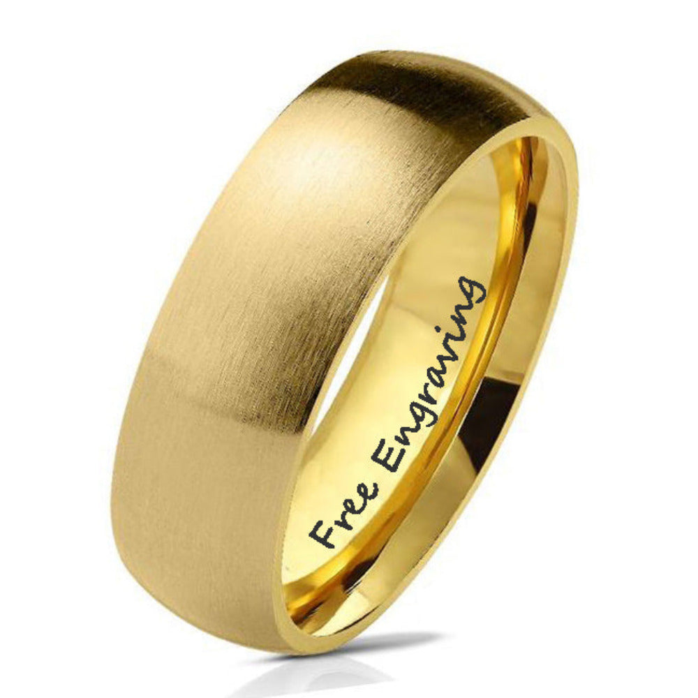 ThinkEngraved wedding Band 5 Personalized Women's Wedding Band - Matte 18k Gold Over Stainless Steel
