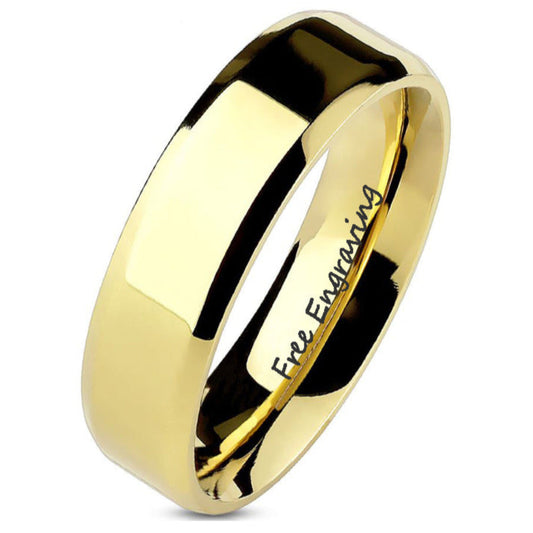 ThinkEngraved wedding Band 6mm size 5 Personalized Engraved Men's Gold Wedding Ring - Handwriting Ring