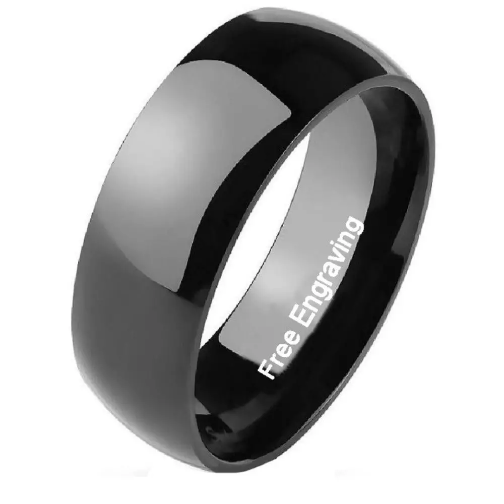 ThinkEngraved wedding Band 6mm size 5 Personalized Men's Black Wedding Ring - Engraved Men's Ring Handwriting Ring