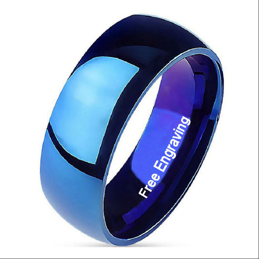 ThinkEngraved wedding Band 6mm size 5 Personalized Women's Blue Wedding or Promise Ring - Engraved Ring