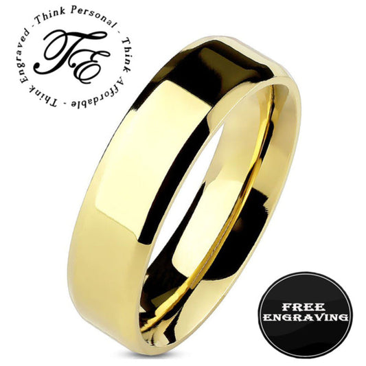 ThinkEngraved wedding Band 6mm size 5 Personalized Women's Wedding Band - 14k Gold Over Stainless Steel