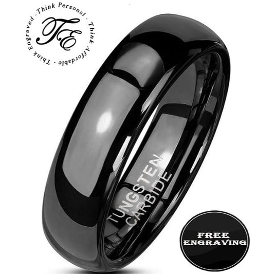 ThinkEngraved wedding Band 9 Custom Engraved Men's Black Tungsten Wedding Ring - Wedding Ring For Guy's