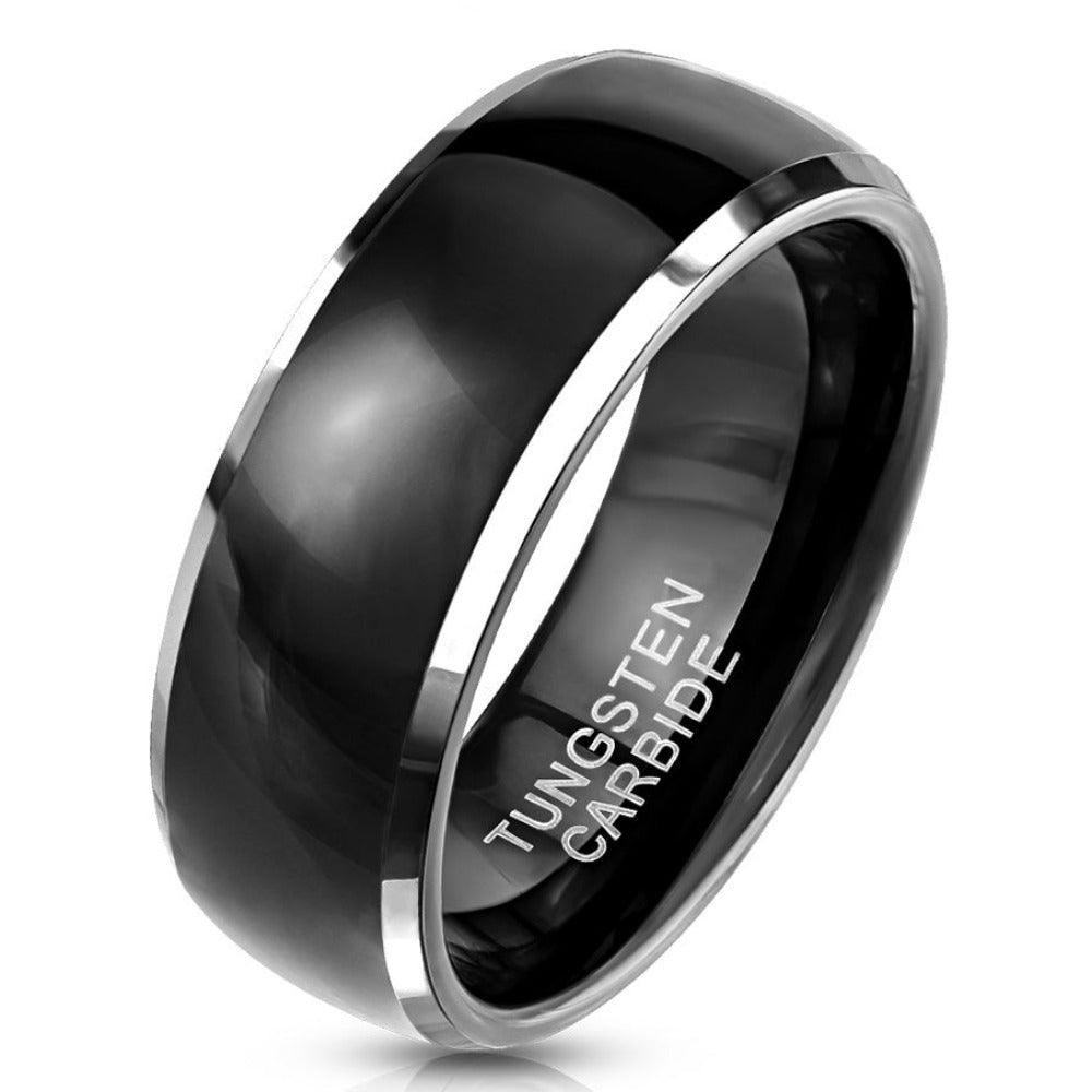 ThinkEngraved wedding Band 9 Personalized Men's Black Traditional Wedding Ring - Engraved Handwriting Wedding Ring
