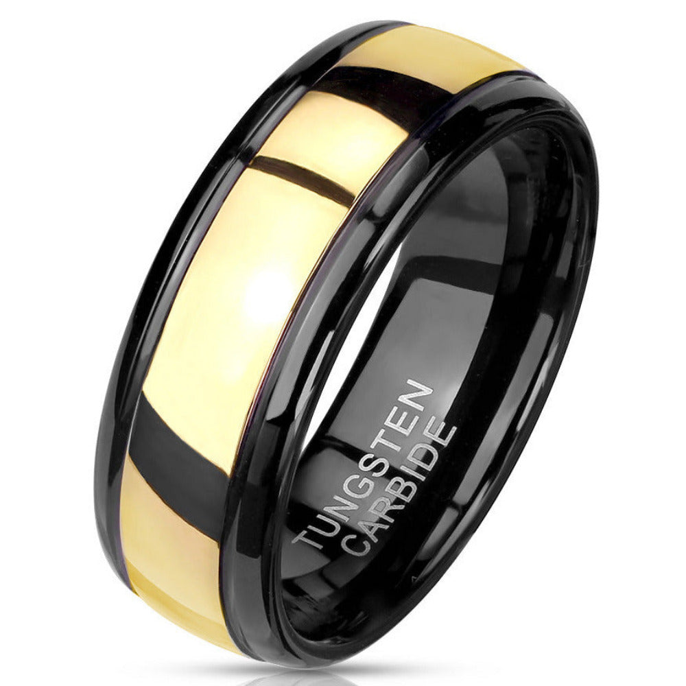 ThinkEngraved wedding Band 9 Personalized Men's Gold Tungsten Wedding Ring - Engraved Tungsten Handwriting Ring