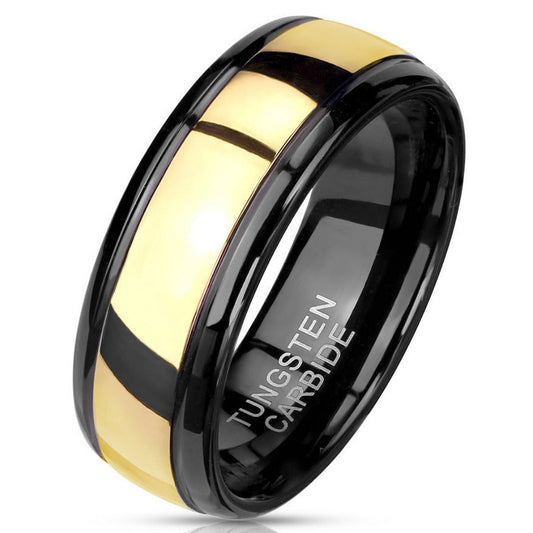 ThinkEngraved wedding Band 9 Personalized Men's Gold Tungsten Wedding Ring - Engraved Tungsten Handwriting Ring
