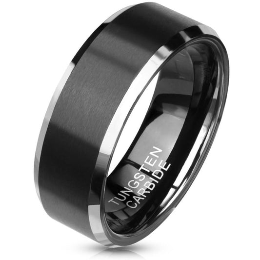 ThinkEngraved wedding Band 9 Personalized Men's Matte Black Tungsten Wedding Ring  - Engraved Wedding Ring