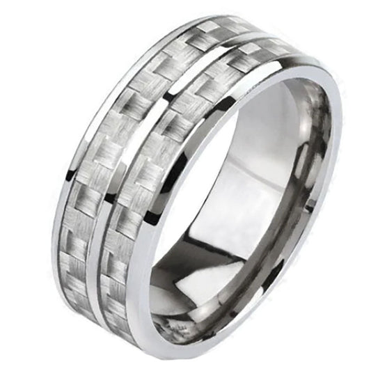 ThinkEngraved wedding Band 9 Personalized Men's Titanium Wedding Band - Double Carbon Fiber Inalys