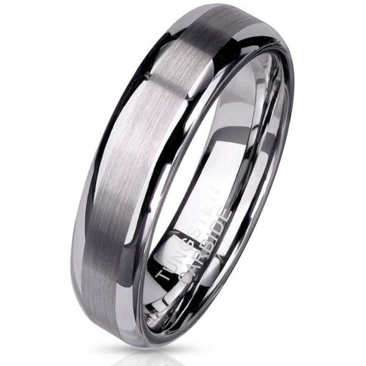 ThinkEngraved wedding Band 9 Personalized Men's Tungsten Wedding Ring - Brushed Steel Outer Band