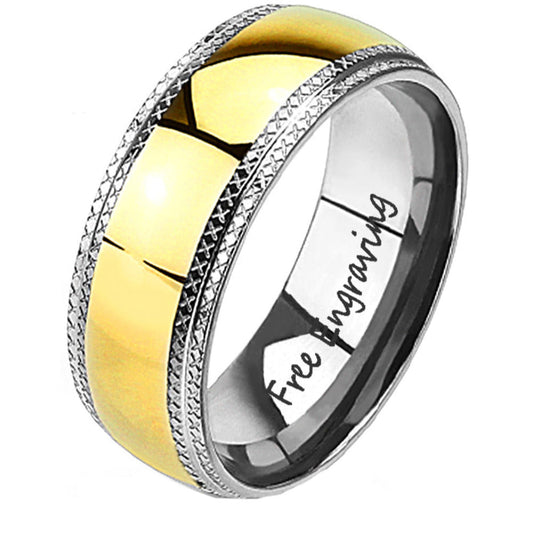 ThinkEngraved wedding Band 9 Personalized Men's Wedding Band - Xband 14k Gold Over Stainless Steel