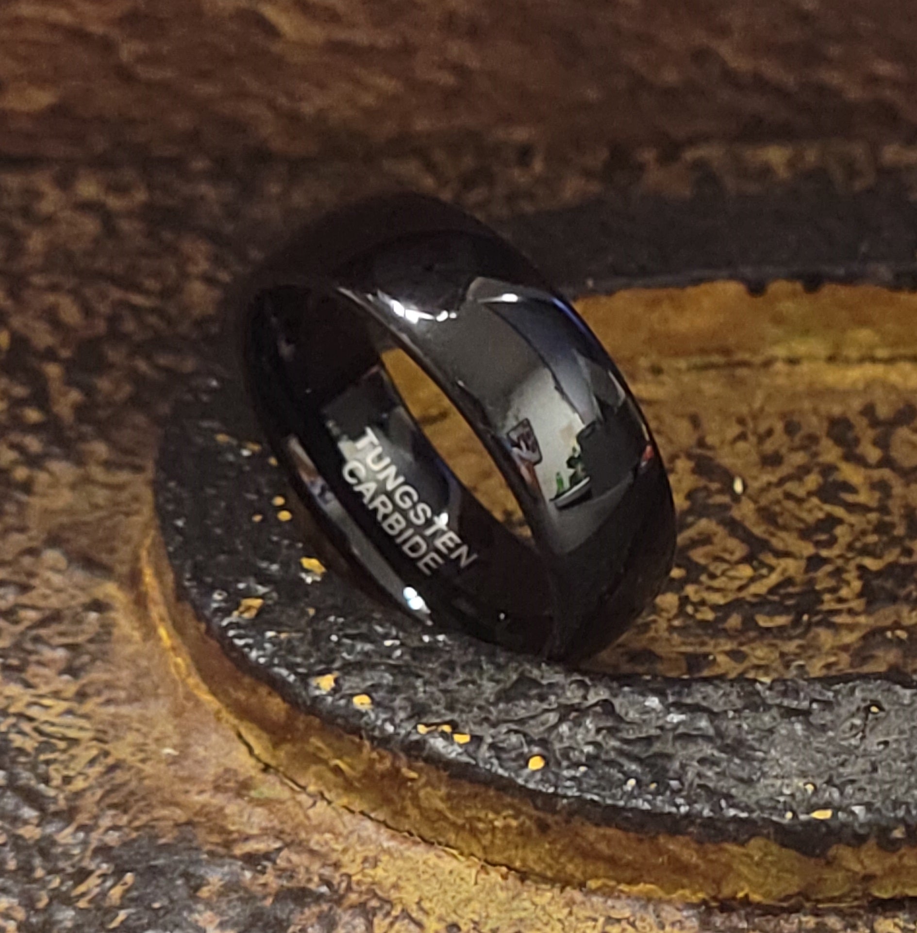 ThinkEngraved wedding Band Custom Engraved Men's Black Tungsten Wedding Ring - Wedding Ring For Guy's