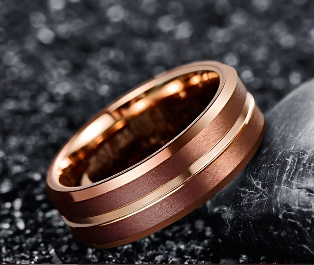 ThinkEngraved wedding Band Custom Engraved Men's Brass Copper Tungsten Wedding Ring - Personalized Handwriting Ring