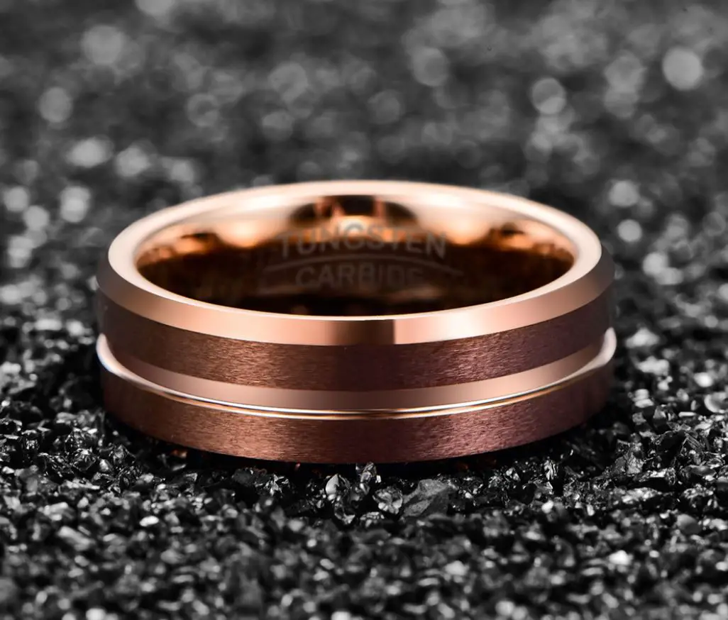 ThinkEngraved wedding Band Custom Engraved Men's Brass Copper Tungsten Wedding Ring - Personalized Handwriting Ring