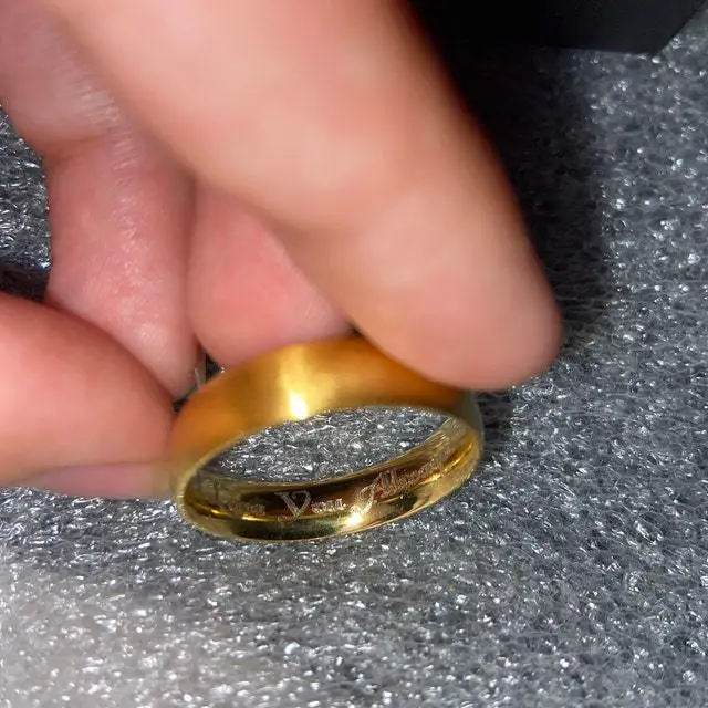 ThinkEngraved wedding Band Custom Engraved Men's Matte Gold Wedding Ring - Personalized Wedding Ring For Him
