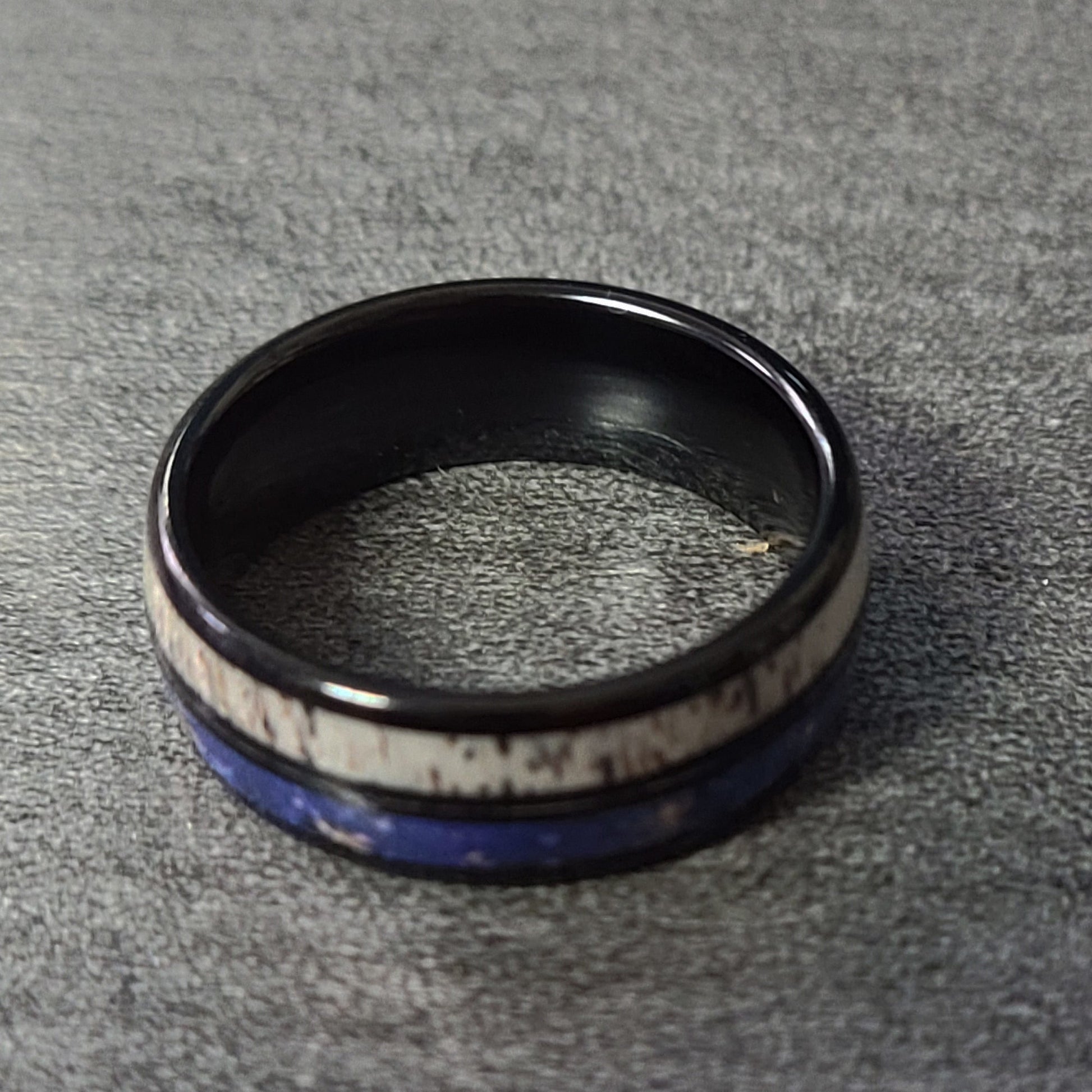 ThinkEngraved wedding Band Engraved Men's Deer Antler and Tungsten Ring - Engraved Handwriting Antler Ring For Men