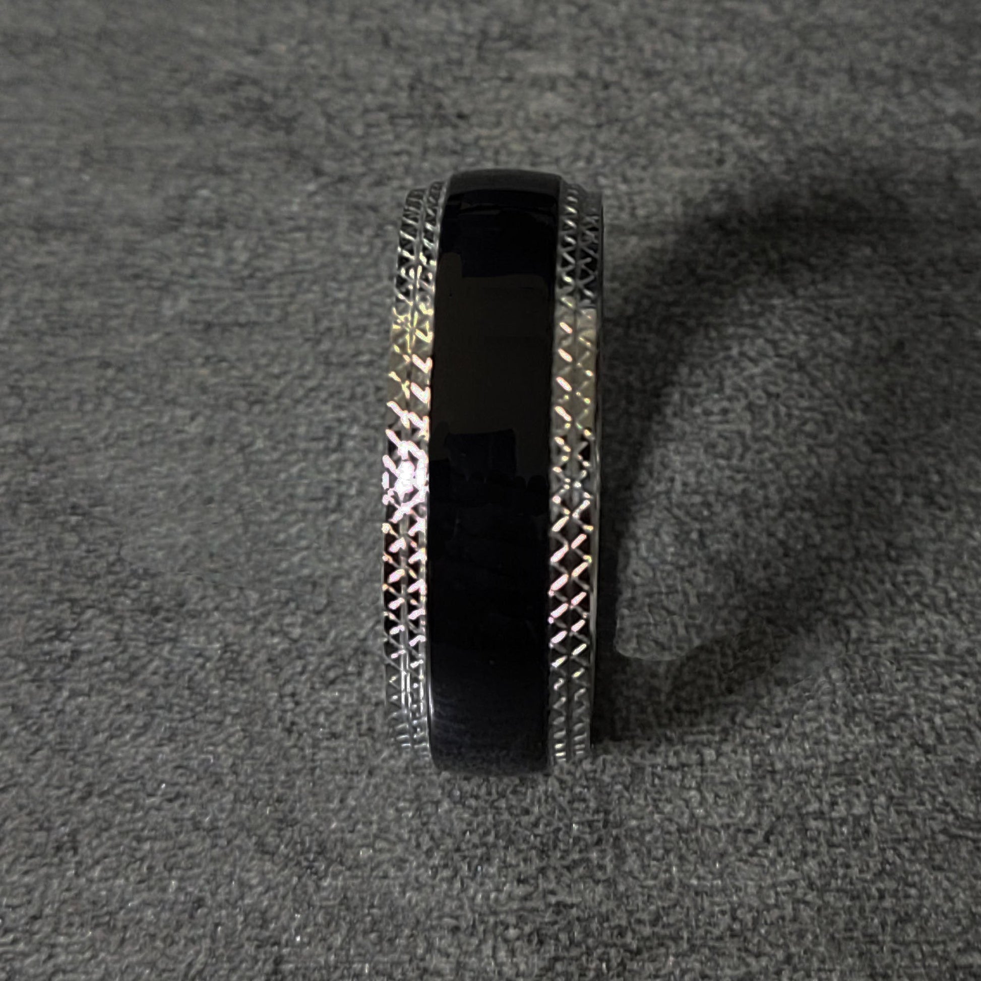 ThinkEngraved wedding Band Personalized Engraved Men's Wedding Ring Stainless Steel X-Band Wedding Ring