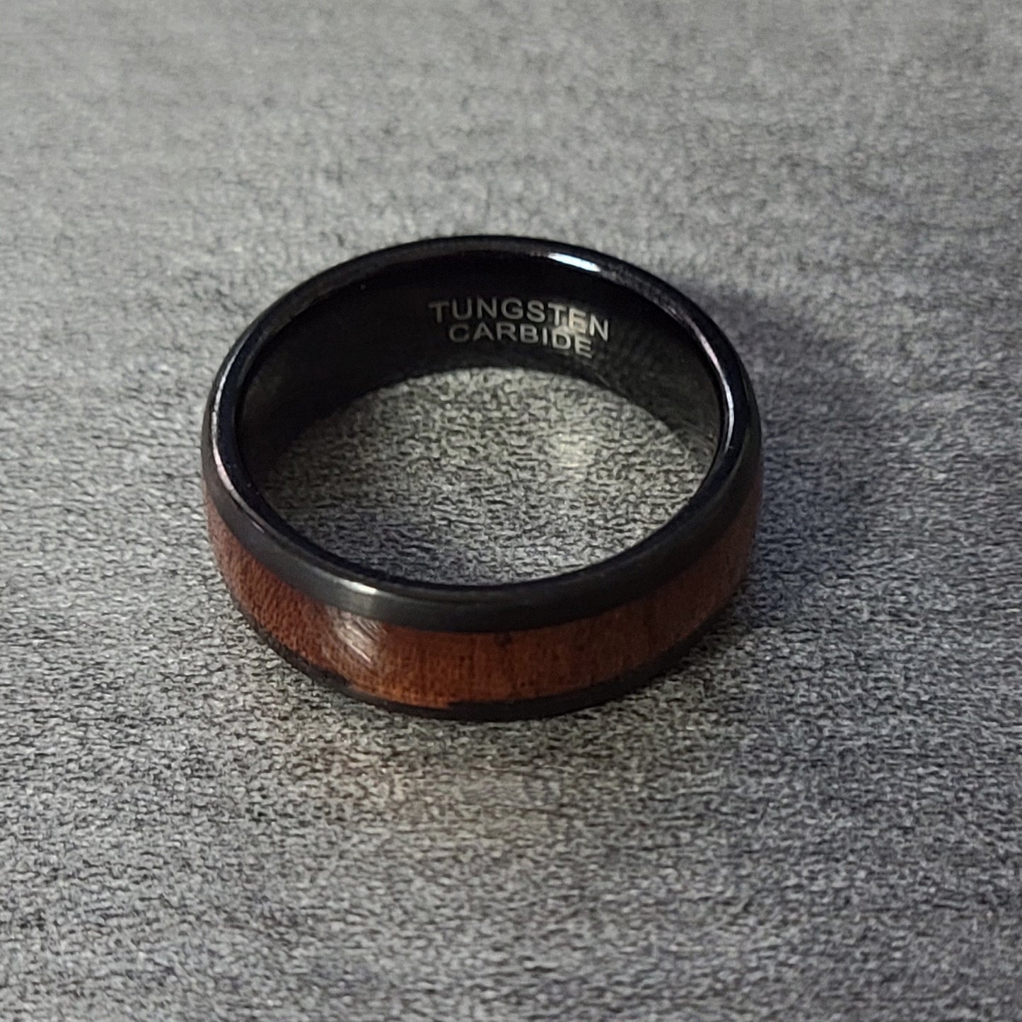 ThinkEngraved wedding Band Personalized Engraved Men's Wood Inlay Tungsten Wedding Ring
