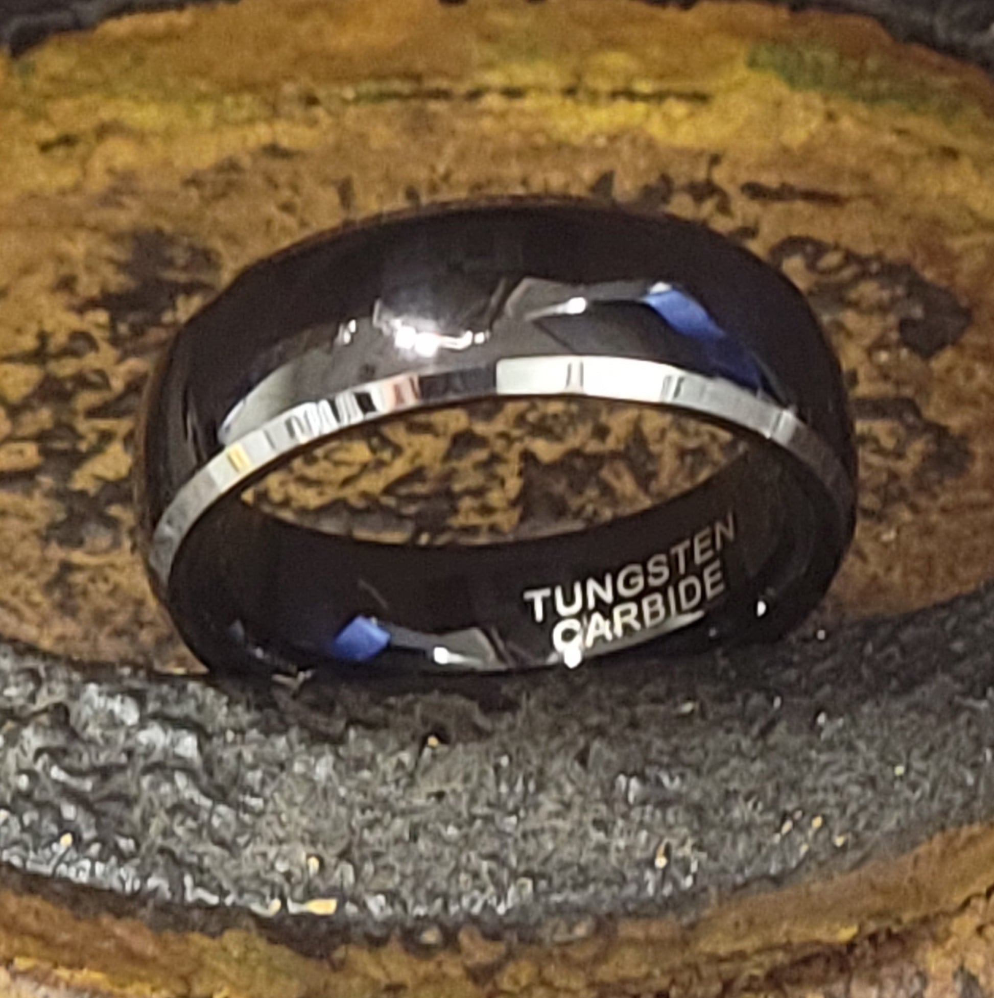 ThinkEngraved wedding Band Personalized Men's Black Traditional Wedding Ring - Engraved Handwriting Wedding Ring