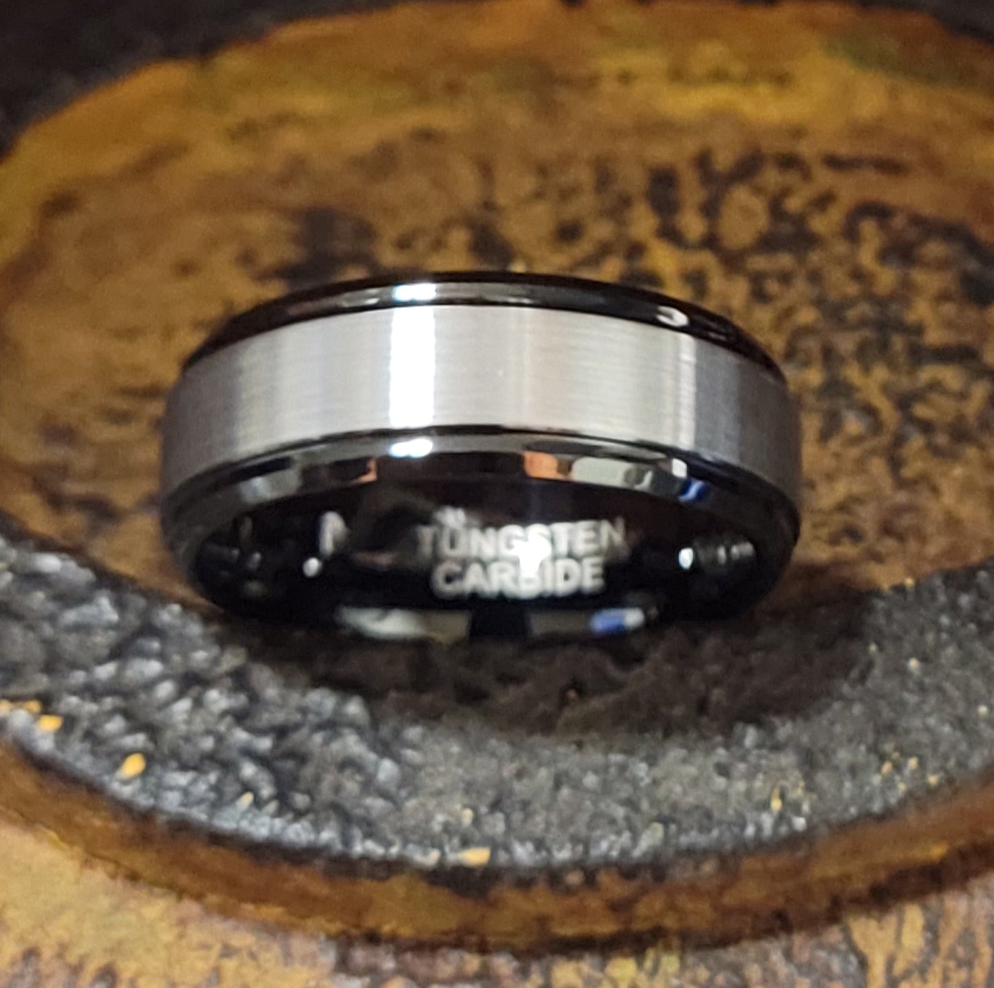 ThinkEngraved wedding Band Personalized Men's Brushed Steel Real Tungsten Wedding Ring - Handwriting Ring