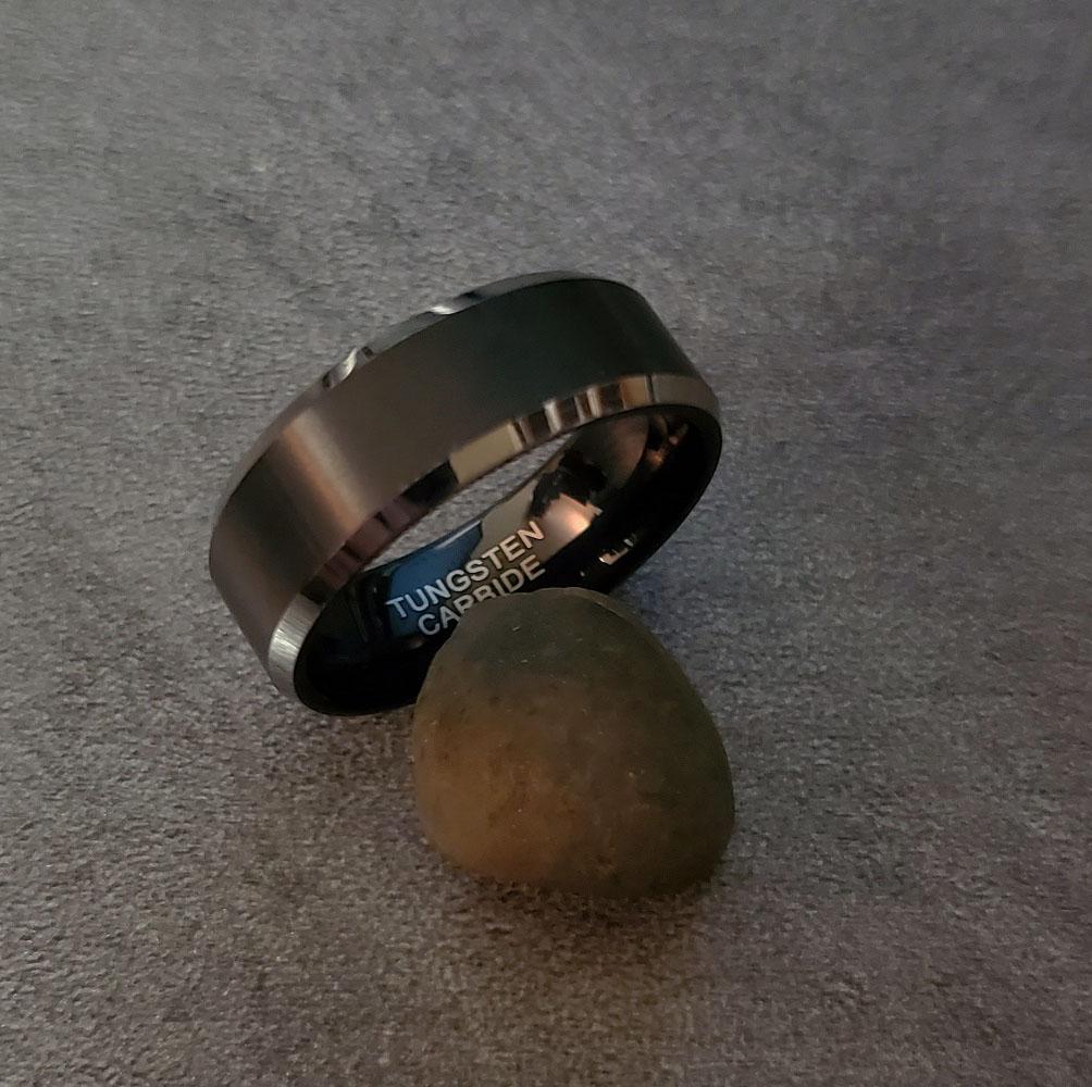 ThinkEngraved wedding Band Personalized Men's Matte Black Tungsten Wedding Ring  - Engraved Wedding Ring