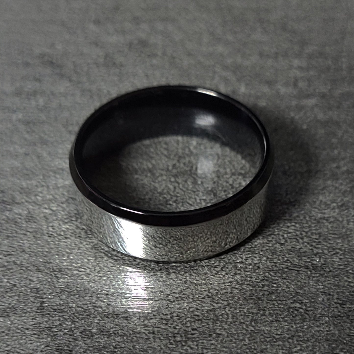 ThinkEngraved wedding Band Personalized Men's Silver and Black Wedding Ring - Engraved Handwriting Wedding Ring