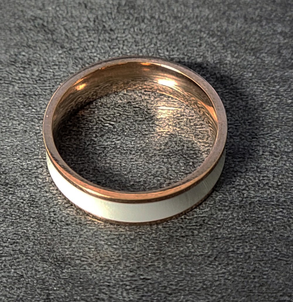 ThinkEngraved wedding Band Personalized Men's Wedding Ring - White Ceramic Rose Gold