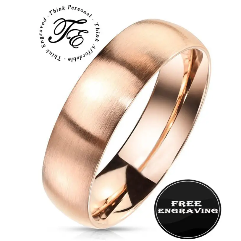 ThinkEngraved wedding Ring 5 Men's Custom Engraved Rose Gold Wedding Ring - Personalized Wedding Ring For Him