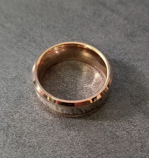 ThinkEngraved wedding Ring Personalized Men's Tungsten  Rose Gold Wedding Ring Deer Antler Inlay