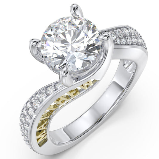 ThinkEngraved Womens Wedding Rings 4 / Cubic Zirconia Personalized Wedding Ring 2.1 Karat Moisannite Solitaire 14k White Gold Finish