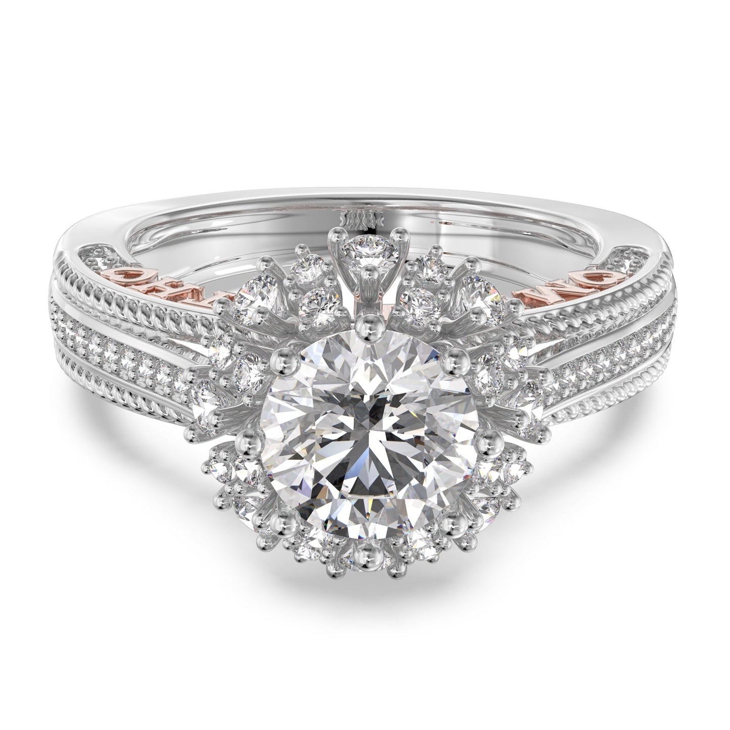 ThinkEngraved Womens Wedding Rings 4 / Cubic Zirconia Personalized Women's Engagement Starburst Ring 1.5ct Round Cut Moissanite