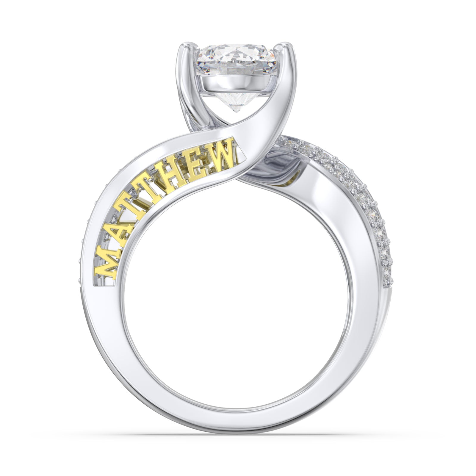 ThinkEngraved Womens Wedding Rings Personalized Wedding Ring 2.1 Karat Moisannite Solitaire 14k White Gold Finish